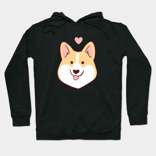 Cute corgi face with a heart illustration Hoodie by Yarafantasyart